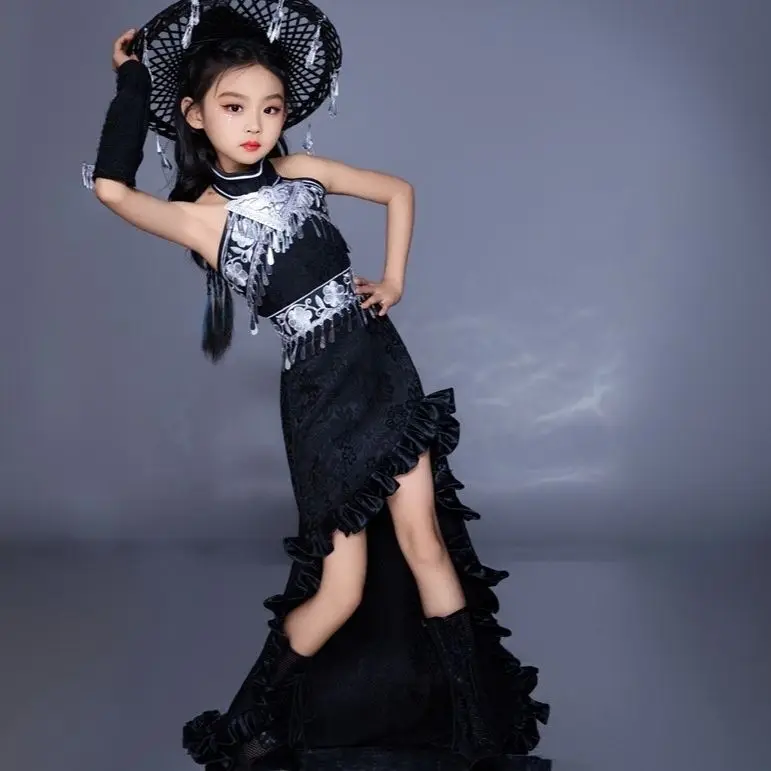 Ethnic Fashion Runway - 어린이 정장 트레일링 스커트 중국 민족