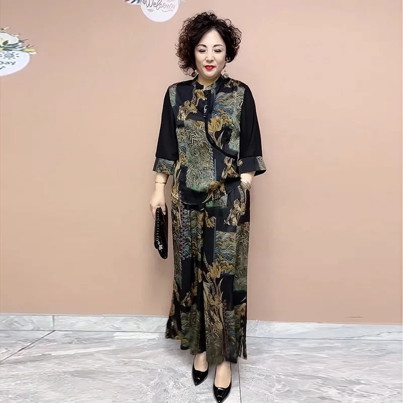 Ethnic Fashion Wear For Women - 2025 와이드 레그 바지 세트, 중년