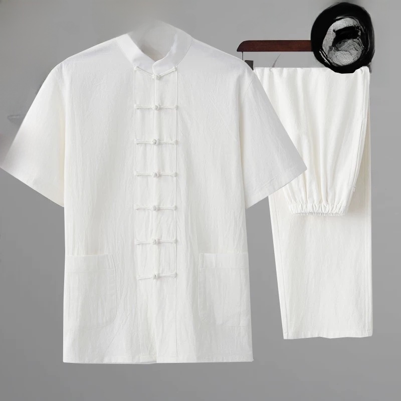 Fashion Ethnic Wear For Men - 여름용 면마 혼방 청소년 한푸 반소매