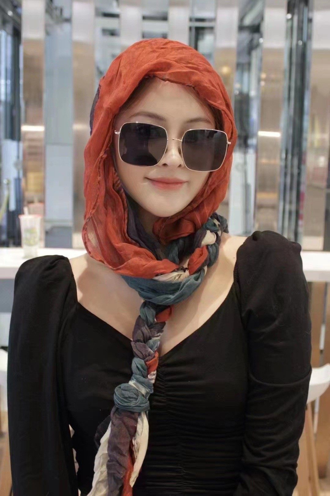 빈티지 에스닉 프린트 여성 헤드 스카프 2 in 1 다 - Ethnic Fashion Wear For Women 리뷰 및 가격
