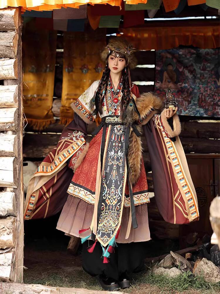 여행 사진 시리즈 티베트 로브 민족 의상 민족 티베트  - Ethnic Style 리뷰 및 가격