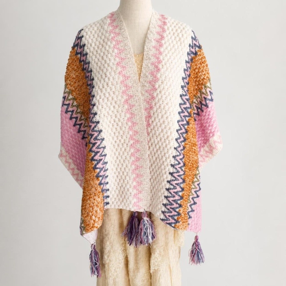 레트로 스트라이프 패턴 니트 판초 케이프 오버사이즈 롱 - Ethnic Fashion Wear For Women 리뷰 및 가격