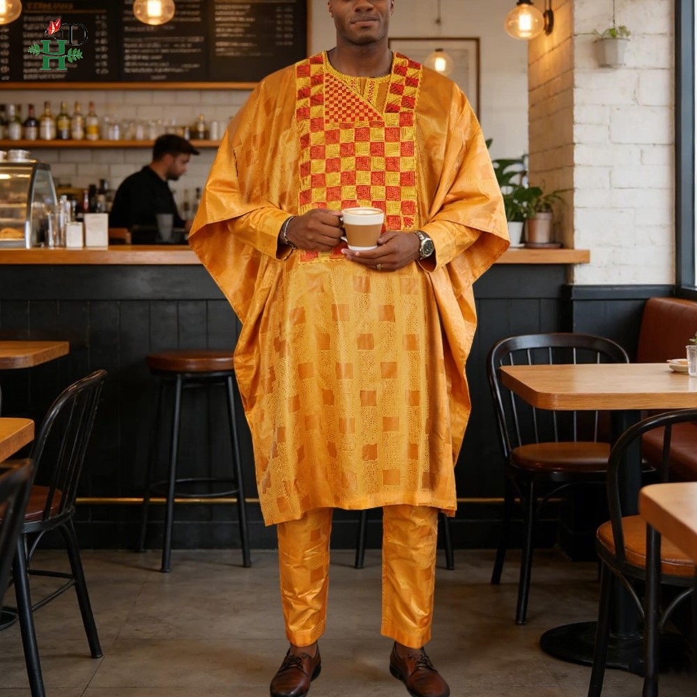 남성용 새로운 아프리카 의류 전통 아그바다 세트 3종  - Boubou Men Africa 리뷰 및 가격