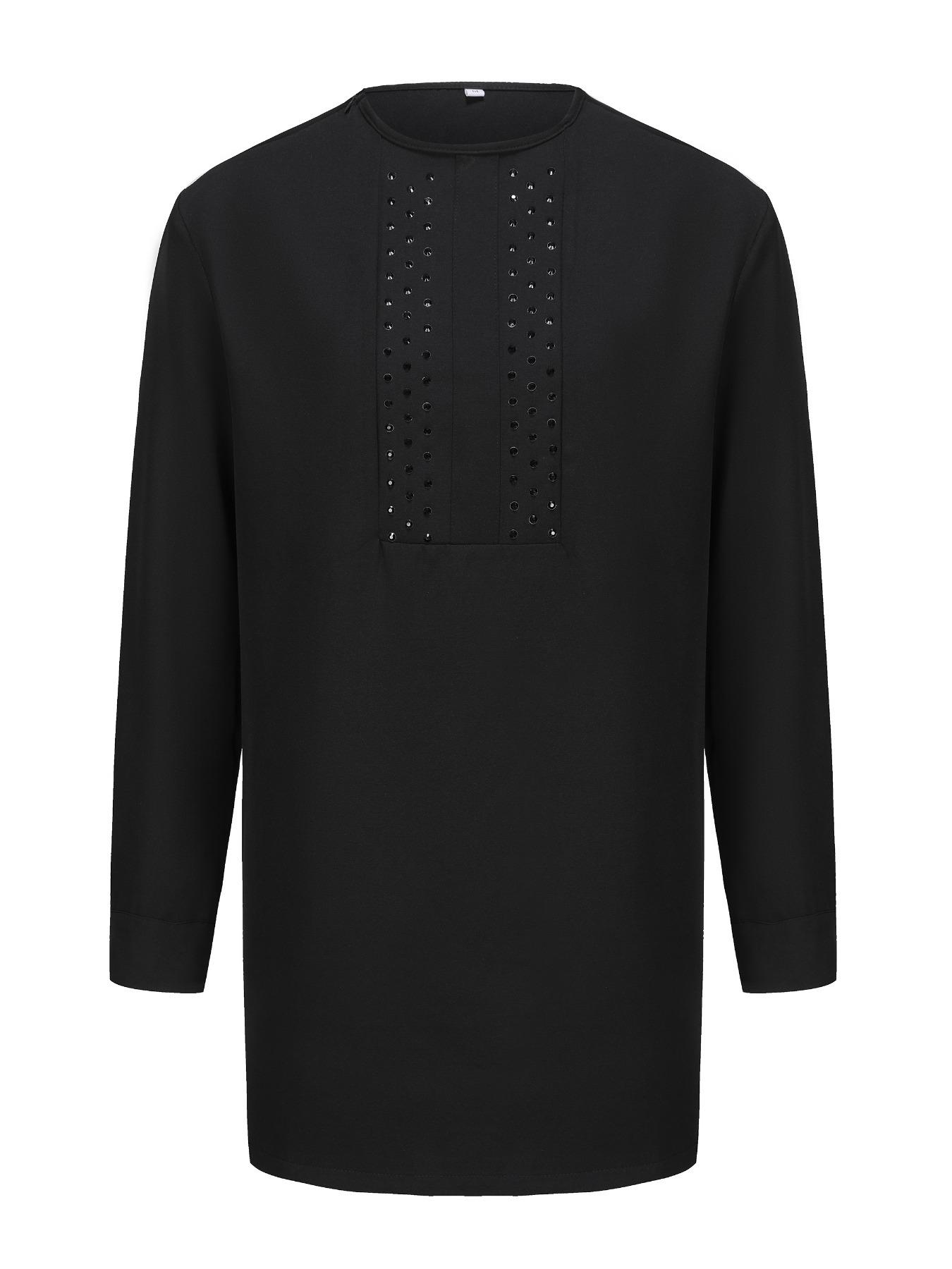 남성용 블랙 라운드넥 아프리카 중동 전통 민족 스타일  - Ethnic Style 리뷰 및 가격