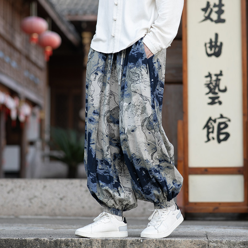 남성용 중국풍 오버사이즈 하렘 팬츠, 민족풍 프린트,  - Fashion Ethnic Wear For Men 리뷰 및 가격
