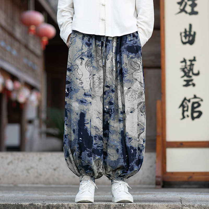 남성용 중국풍 오버사이즈 하렘 팬츠, 민족풍 프린트,  - Fashion Ethnic Wear For Men 리뷰 및 가격