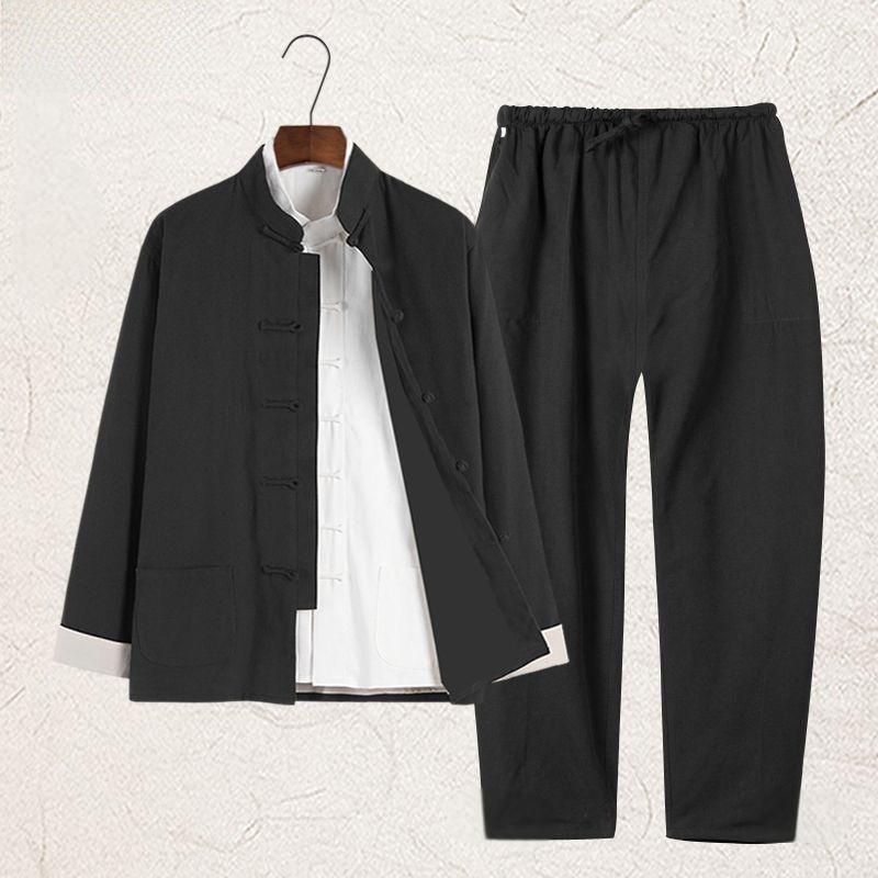 여름용 면마 혼방 청소년 한푸 반소매 당나라 의상 셔츠 - Fashion Ethnic Wear For Men 리뷰 및 가격