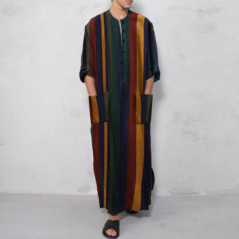 프린트된 긴 남성 셔츠, 롱 로브 스타일의 중국 전통  - Fashion Ethnic Wear For Men 리뷰 및 가격