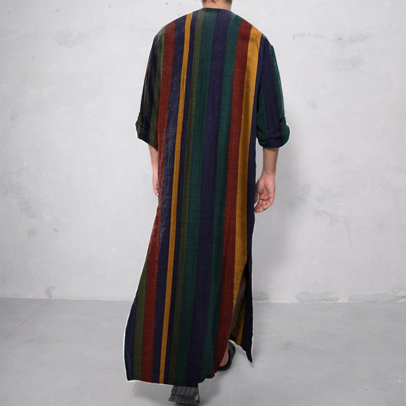 프린트된 긴 남성 셔츠, 롱 로브 스타일의 중국 전통  - Fashion Ethnic Wear For Men 리뷰 및 가격
